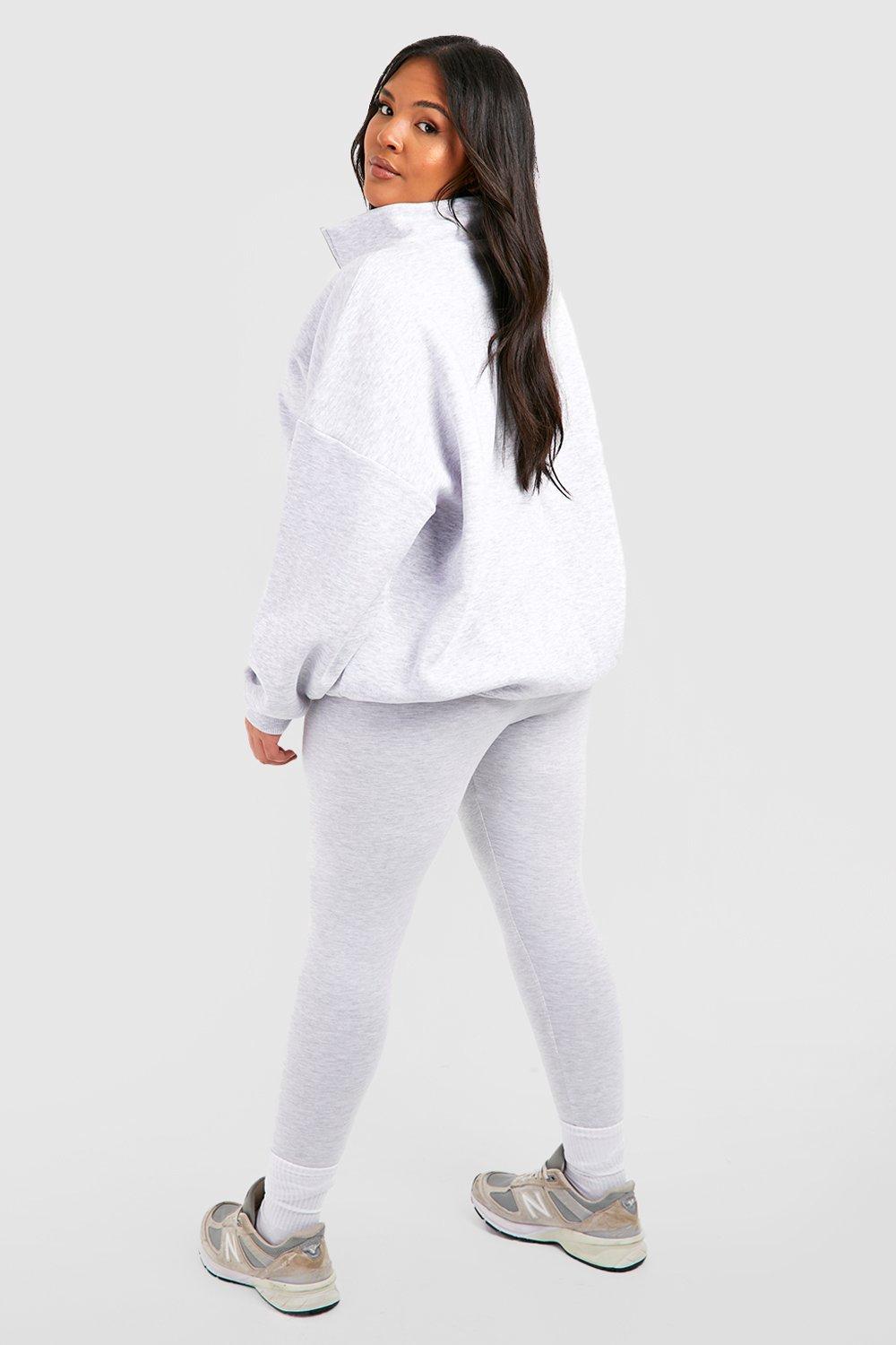 Plus Oversized Half Zip Sweatshirt And Legging Set boohoo